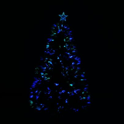   4ft Pre-Lit Fibre Optic Artificial Christmas Tree Holiday Xmas Décor with Tree Topper - Green