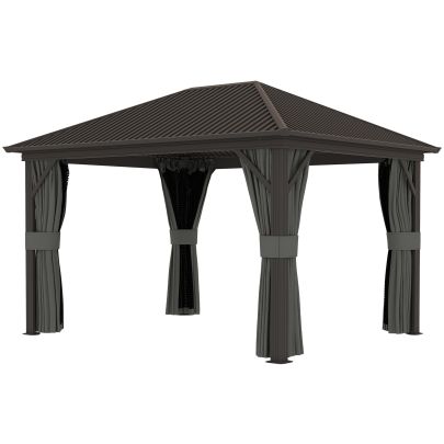 Outsunny 3.6 x 3m Aluminium Frame Hardtop Gazebo, with Accessories