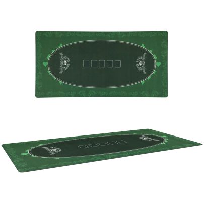 SPORTNOW 120 x 60 cm Professional Texas Hold'em Poker Mat 6 Player Water Resistant Poker Table Top Rubber Poker Table Mat with Felt Surface Carry Bag, Green