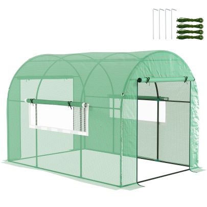 Outsunny 300 x 200cm Walk In Polytunnel Greenhouse Green