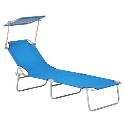 Outsunny Sun Lounger, with Adjustable Face Canopy Bright Blue