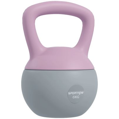 SPORTNOW Soft Kettlebell, 6kg Kettle Bell with Non Slip Handle for Home Gym Weight Lifting and Strength Training, Purple and Grey