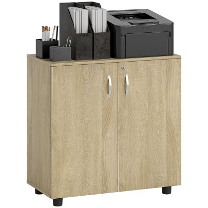 Vinsetto Two Tier Locking Office Storage Cabinet Oak