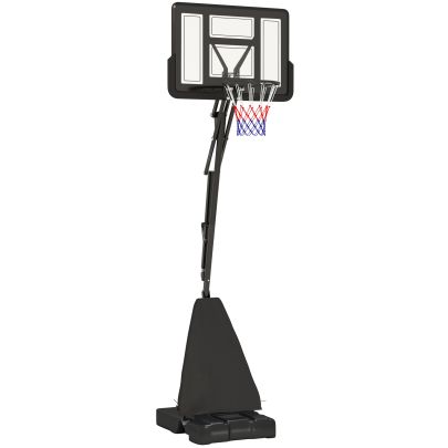 SPORTNOW Basketball Hoop Outdoor, Height Adjustable Basketball Hoop and Stand with Rebound System, Weighted Base, Portable on Wheels, 2.45 3.05m, for Teens, Juniors, Adults, Black