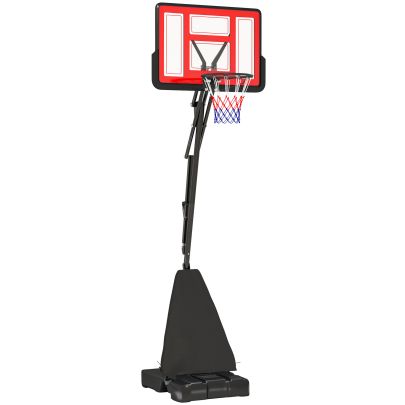 SPORTNOW Basketball Hoop Outdoor, Height Adjustable Basketball Hoop and Stand with Rebound System, Weighted Base, Portable on Wheels, 2.45 3.05m, for Teens, Juniors, Adults, Red