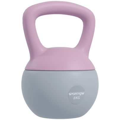 SPORTNOW Soft Kettlebell, 8kg Kettle Bell with Non Slip Handle for Home Gym Weight Lifting and Strength Training, Purple and Grey