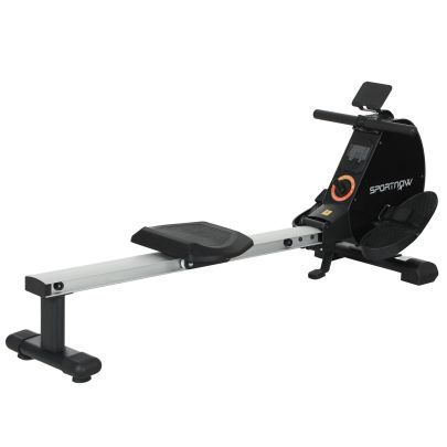 SPORTNOW Folding Rowing Machine, 16 Level Magnetic Rower Machine with Dual Aluminium Slid Rail and LCD Monitor, Vertical Storage, for Home Gym Cardio Training, 150kg Weight Capacity