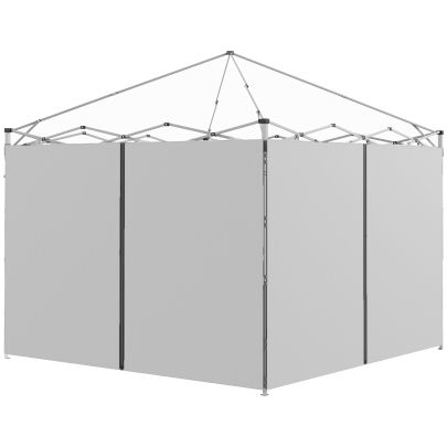 Outsunny Set of Two 3 x 3m Replacement Zipped Gazebo Walls Grey