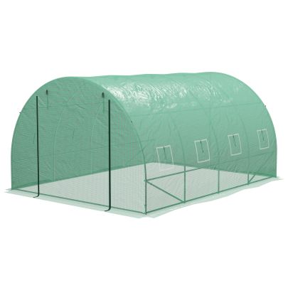 Outsunny Sprinkler System Polytunnel Greenhouse, 4 x 3m, Green