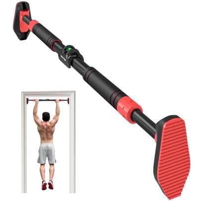 SPORTNOW Pull Up Bar Doorway No Screws, Door Frame Chin Up Bar with Level Metre, 96 130 cm 37.8" 51.2" Width Adjustable for Home Gym, Max Load 200kg