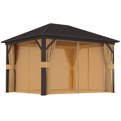 Outsunny 3.6 x 3m Aluminium Frame Hardtop Gazebo, with Accessories