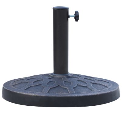 Outsunny 13kg Resin Umbrella Stand Holder, Garden Parasol Base for 38mm or 48mm Outdoor Umbrella Poles, Bronze Tone