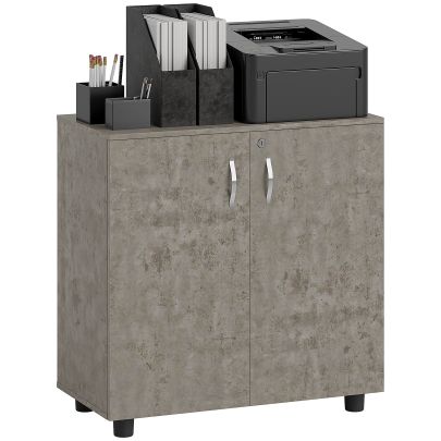 Vinsetto Two Tier Locking Office Storage Cabinet Grey