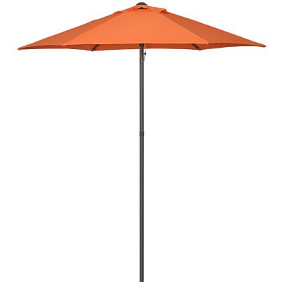 Outsunny 2m Garden Parasol Umbrella, Outdoor Sun Shade with 6 Sturdy Ribs for Balcony, Bench, Garden, Orange