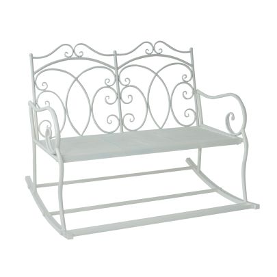 Iron Rocking Bench Milk White 