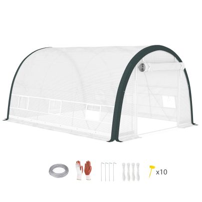 Outsunny 4 x 3m Walk In Tunnel Greenhouse, with Accessories White