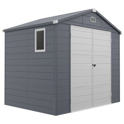 Outsunny 7.9ft x 6.2ft Aluminium Frame and Plastic Wall Shed, with Foundation Grey