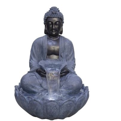 Giant Grey/Black Sitting Buddha Oriental Water Feature