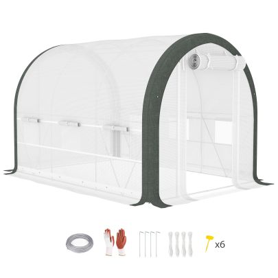 Outsunny 3 x 2m Walk In Tunnel Greenhouse, with Accessories White