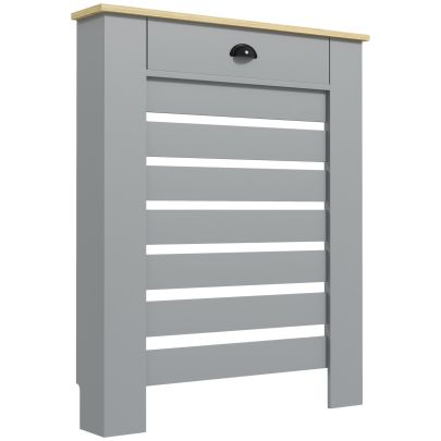 HOMCOM 95.5H x 78Wcm Radiator Cover, with Drawer Grey