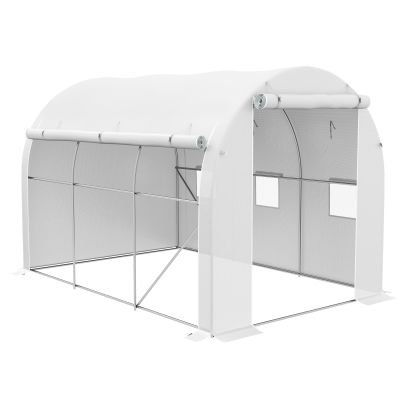 Outsunny 296 x 196cm Steel Frame Polytunnel Greenhouse White