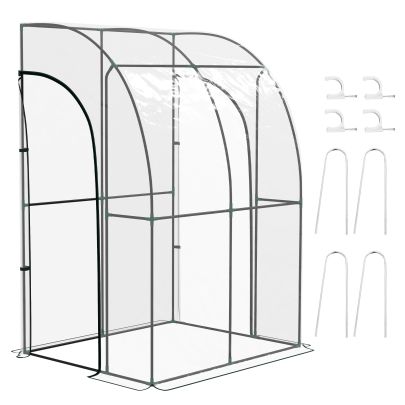 Outsunny 143cm x 118cm Walk In Lean To Greenhouse, with Accessories