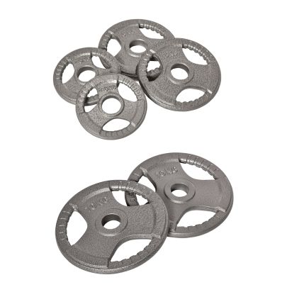 HOMCOM Set of 6 Cast Iron Olympic Weight for 2" 5cm Hole Dumbbell Handle Bar 35kg Dumbbell Plates Barbell Weight 2 x 5kg, 2 x 2.5kg, 2 x 10kg