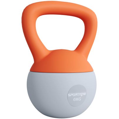 SPORTNOW Soft Kettlebell, 6kg Kettle Bell with Non Slip Handle for Home Gym Weight Lifting and Strength Training, Orange and Grey