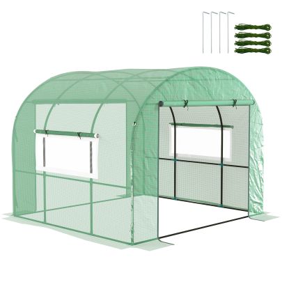 Outsunny 300 x 300cm Walk In Polytunnel Greenhouse Green