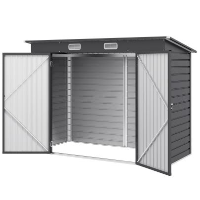 Outsunny 3.7 x 7.9ft Galvanised Steel Shed, with Latched Door and Padlock Grey