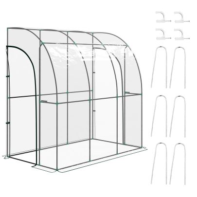 Outsunny 214cm x 118cm Walk In Lean To Greenhouse, with Accessories