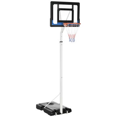 SPORTNOW 2.1 2.6m Adjustable Basketball Hoop and Basketball Stand w Backboard and Weighted Base, Portable on Wheels, White