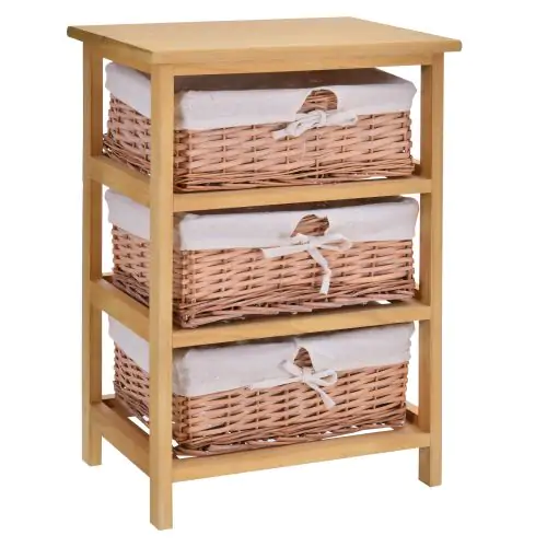  Wicker 3-Tier Storage Basket Shelf Brown