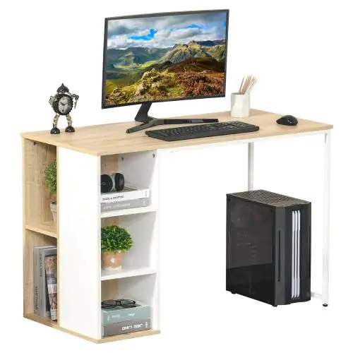  Home Office Computer Desk w/ Storage Shelves Writing Table Workstation Oak Tone