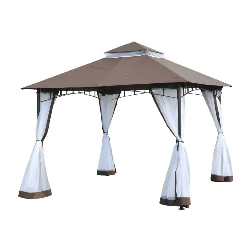  3x3m Gazebo W/Netting-Brown