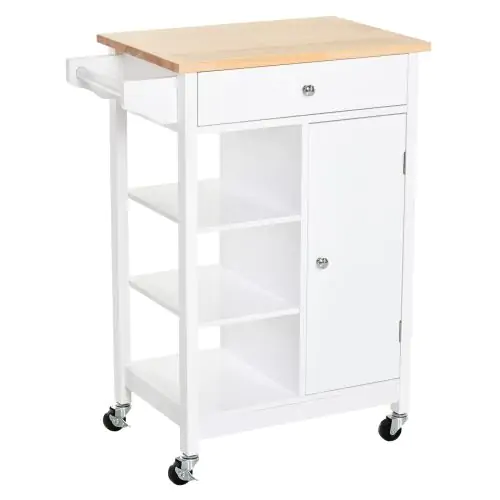  MDF Kitchen Storage Trolley, 86.5H x 66W x 39.5Dcm-White