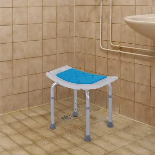  Aluminium Alloy 6-Level Non-Slip Bathroom Stool w/ Drainage Blue