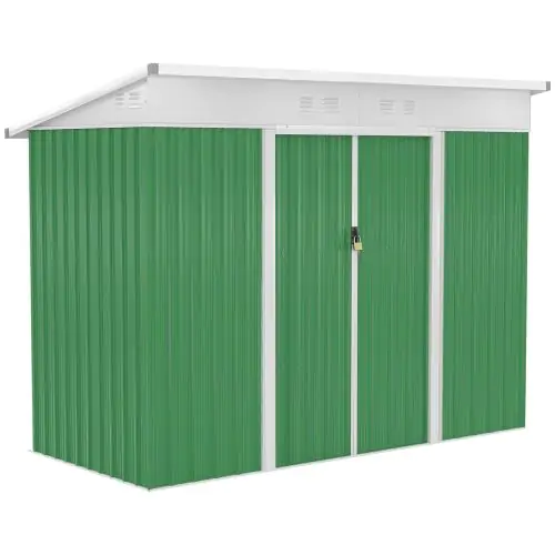 Outsunny 7.6 x 4.3ft Garden Storage Shed w/ Sliding Door Ventilation Window Sloped Roof Gardening Tool Storage Green