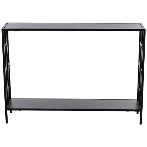  Console Table Narrow 2 Shelves MDF Steel Frame in Art Deco Square Style 76x106cm for Hallway Entrance