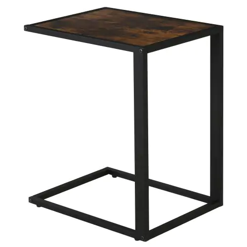  Steel Frame C-Shaped Side Table Brown