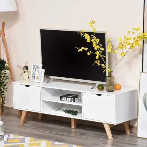  Particle Board 4-Compartment Media Unit White