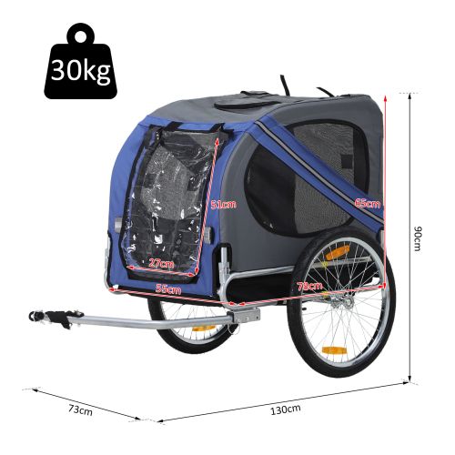 PawHut Pet Steel Bicycle Trailer/Bike Carrier - Grey & Black