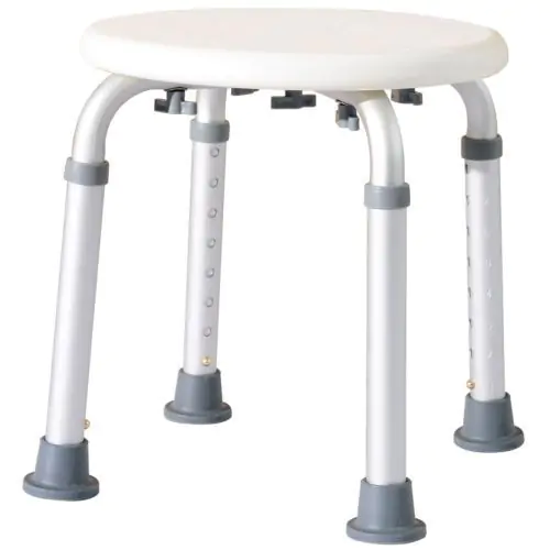  Adjustable Non-Slip Shower and Bath Stool, 32.5Wx41Dx35.5-54H cm-Cream White