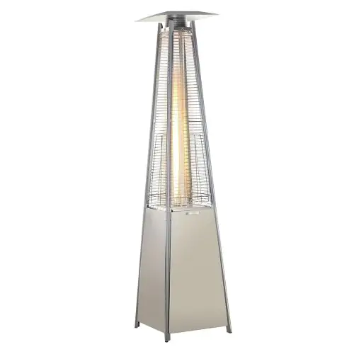 Outsunny Stainless Steel Outdoor Garden Pyramid Patio Heater with Wheels and Rain Cover - Silver