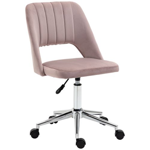 Vinsetto Armless Velvet Feel Office Chair Pink