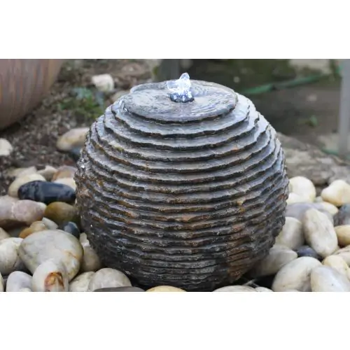 Eastern Chiselled Black Limestone Sphere (30x30x30) Water Feature