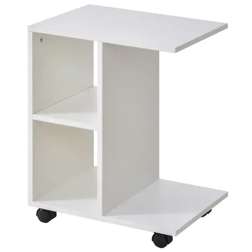  Particle Board C-Shaped 2-Shelf End Table White