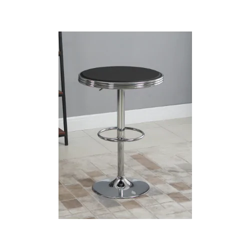  Round Height Adjustable Pub Table bar Table Faux Leather Tabletop and Footrest