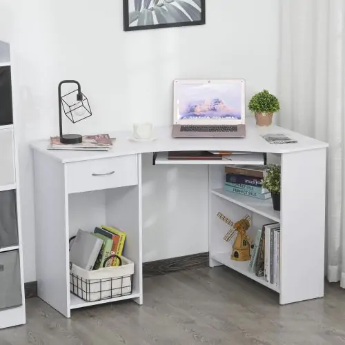  Particle Board Corner Computer Desk White