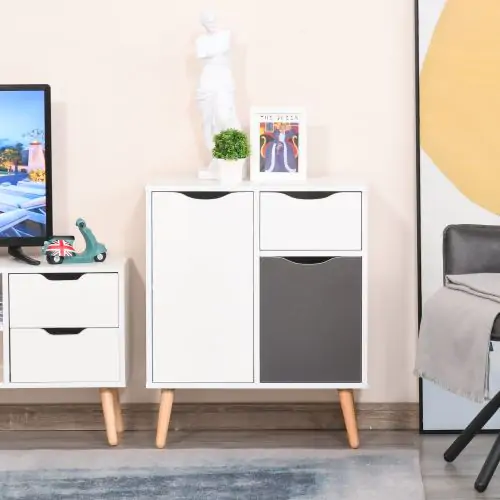  Floor Cabinet Storage Cupboard Sideboard with Drawer for Bedroom, Living Room